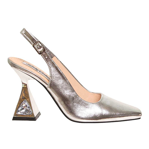 Lady Couture MISTIC Silver Jewel Metallic Heel Slingback