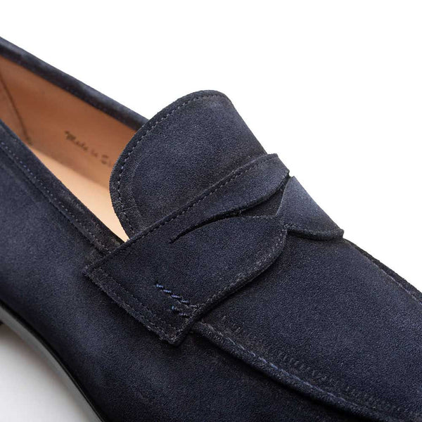 Mezlan Caro Navy Suede Leather Penny Loafers