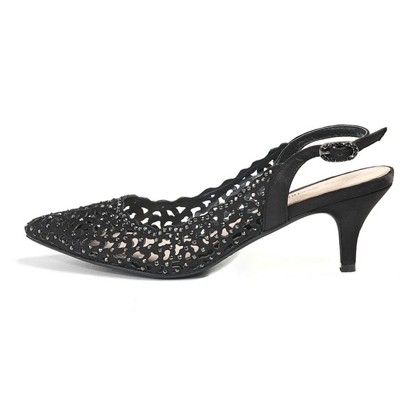 Lady Couture Jewel Black Fabric Heels