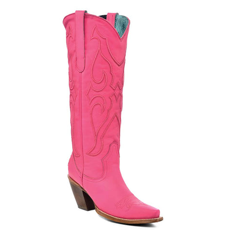 Corral Women’s Tall Inlay Snip Toe Fuchsia & Stitch Pattern Boots