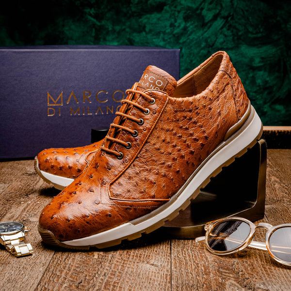 Marco Di Milano SCANNO Ostrich Antique Cognac Fashion Sneakers