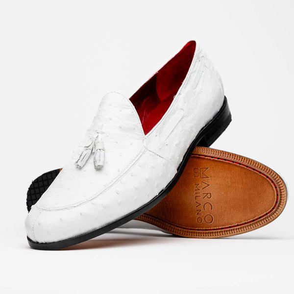 Marco Di Milano Aubiere White Ostrich Loafers