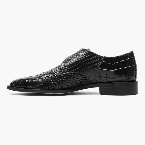 Stacy Adams RAPINO Black Plain Toe Monk Strap Shoes