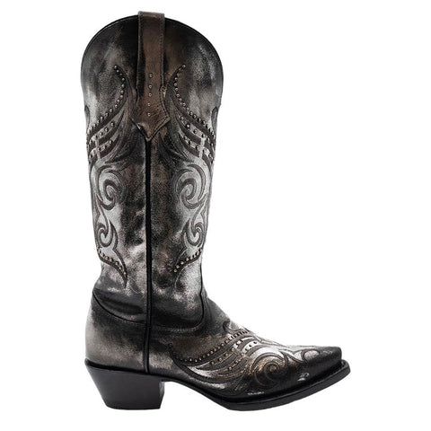 Ferrini Masquerade Silver Metallic Full Grain Snipped Toe Leather Boots