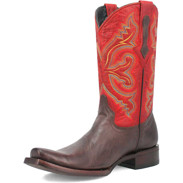 Dingo True Grit Brown and Red Snoot Toe Leather Western Boots