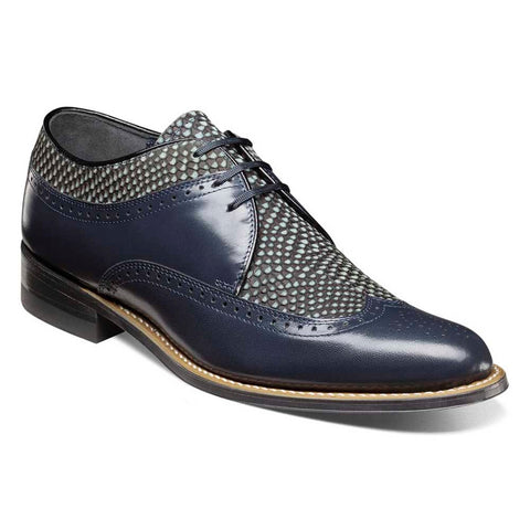 Stacy Adams DAYTON Navy Blue Python Print Wingtip Oxford Shoes