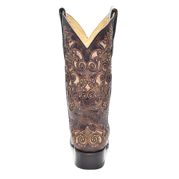 Corral Women’s Brown Inlay, Studs & Embroidery Boots