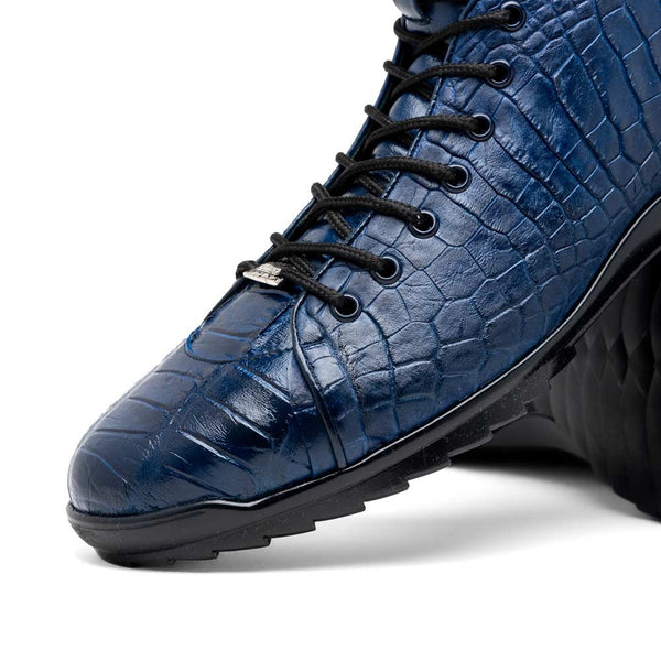 Marco Di Milano Hermond Navy Alligator Derby Shoes