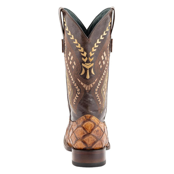 Ferrini Bronco Cigar Pirarucu Print Square Toe Leather Cowboy Boots