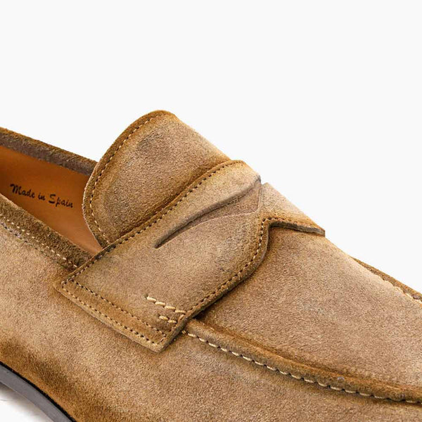 Mezlan Caro Taupe Suede Penny Loafers