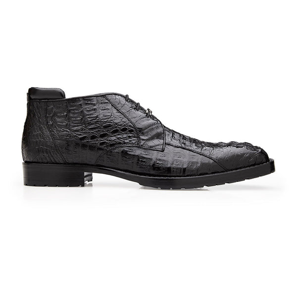 Belvedere Marcello Black Genuine Hornback Caiman Ankle Boots