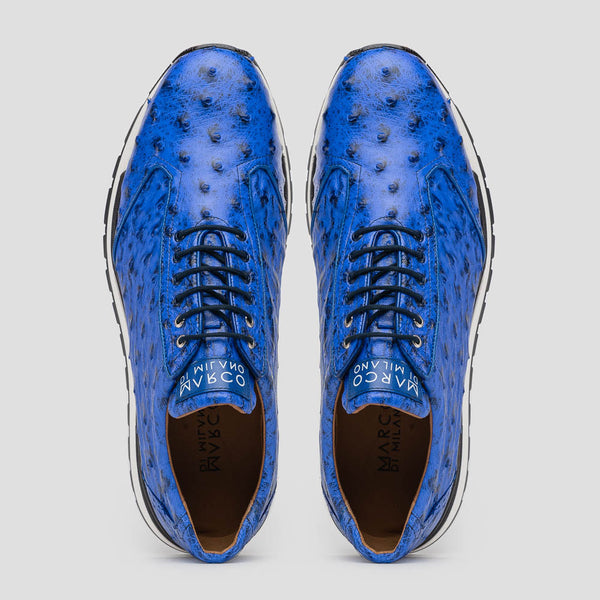 Marco Di Milano SCANNI Electric Blue Ostrich Quill Sneakers
