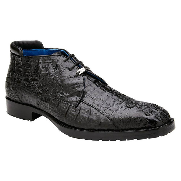 Belvedere Marcello Black Genuine Hornback Caiman Ankle Boots