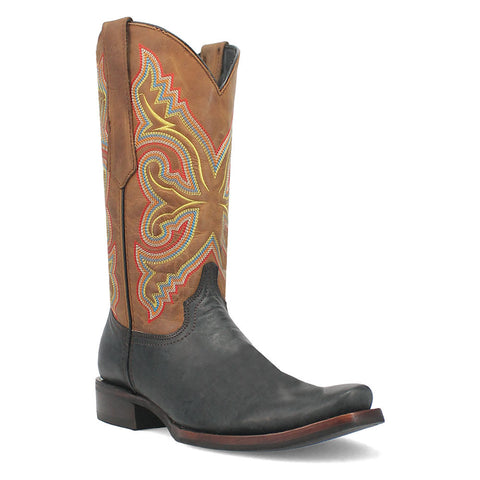 Dingo True Grit Black and Tan Snoot Toe Leather Western Boots