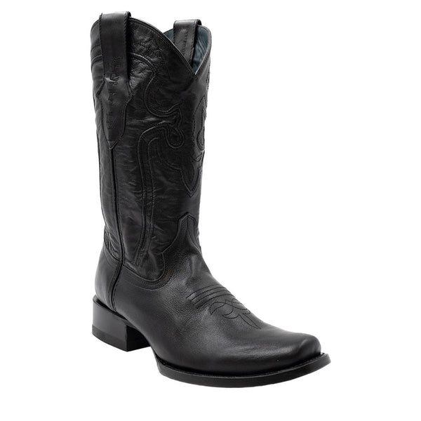 Ferrini Wyatt Black Full Grain Narrow Square Toe Leather Cowboy Boots