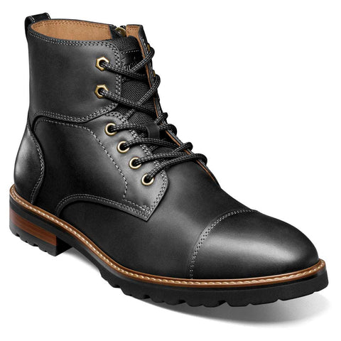 Renegade Cap Toe Black Crazy Horse Lace Up Boots