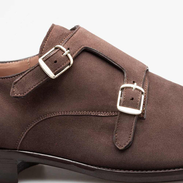 Mezlan Actore II Chestnut Suede Double Monk Strap Shoes