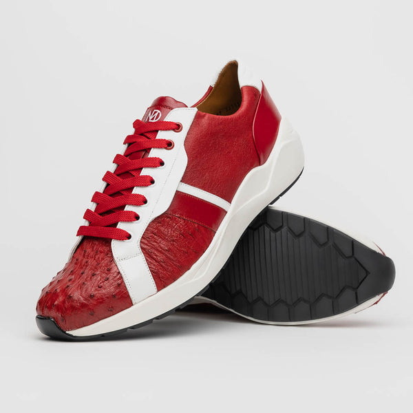 Marco Di Milano LYON II Ostrich and Calfskin Red/White Sneakers