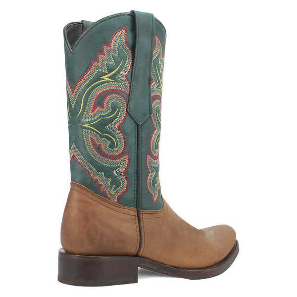 Dingo True Grit Tan and Green Snoot Toe Leather Western Boots