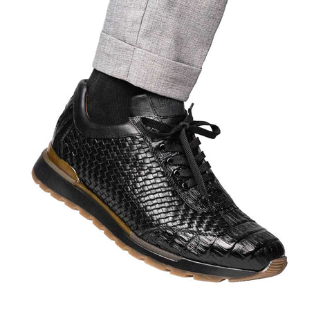 Marco Di Milano Roma Black Caiman Fashion Sneakers