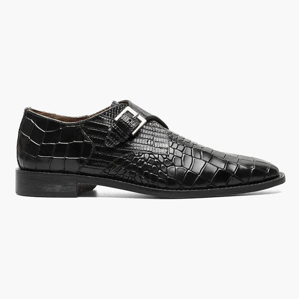 Stacy Adams RAPINO Black Plain Toe Monk Strap Shoes