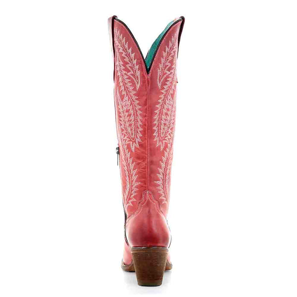 Corral Red Cowhide Embroidered Cowgirl Boots