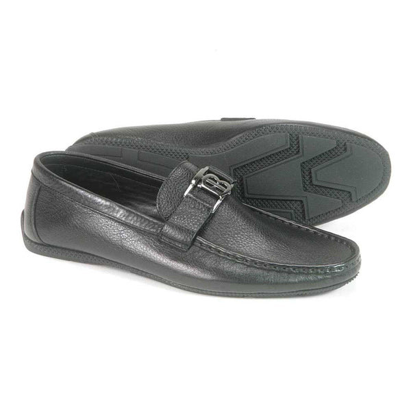 Sigotto Uomo Black Soft Leather Driving Loafer with B Logo