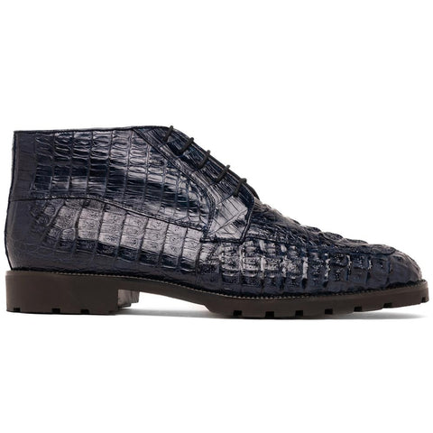 Marco Di Milano Martinelli Genuine Caiman Navy Lace-Up Chukka Boots