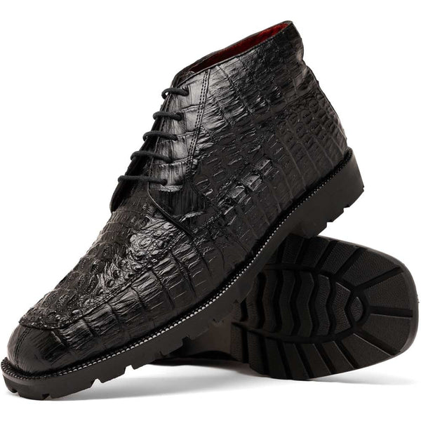 Marco Di Milano Martinelli Genuine Caiman Black Lace-Up Chukka Boots