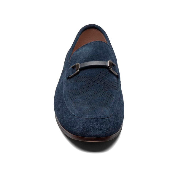 Stacy Adams Navy Suede WYDELL Moc Toe Bit Slip On