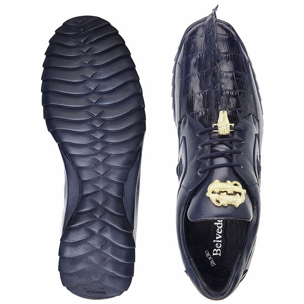 Belvedere Vasco Night Blue Crocodile & Calfskin Sneakers