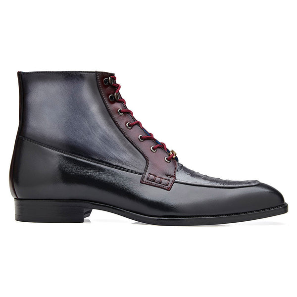 Belvedere Greco Black Ostrich & Italian Leather Ankle Boots