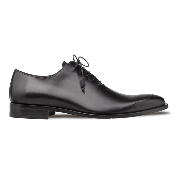 Mezlan Cupula Patina Leather Black Whole-Cut Oxford Shoes