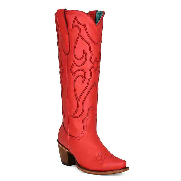 Corral Ruby Red Tall Top Matching Stitch Pullstrap Boots