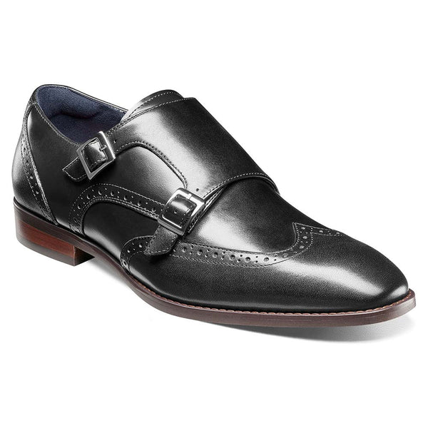 Stacy Adams Karson Black Wingtip Double Monk Strap Shoes