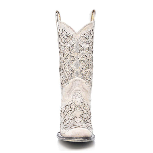 Corral Women’s Eliza White Glitter Inlay & Crystals Boots