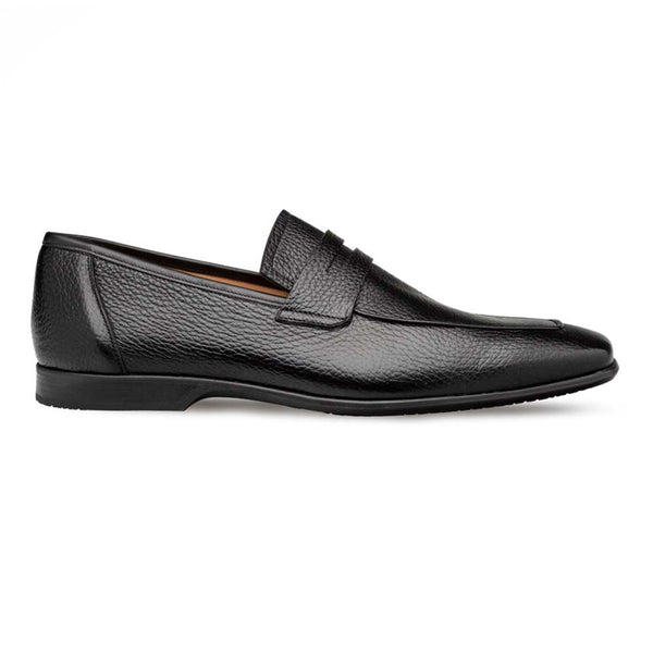 MEZLAN Men's Deerskin Black Penny Loafer