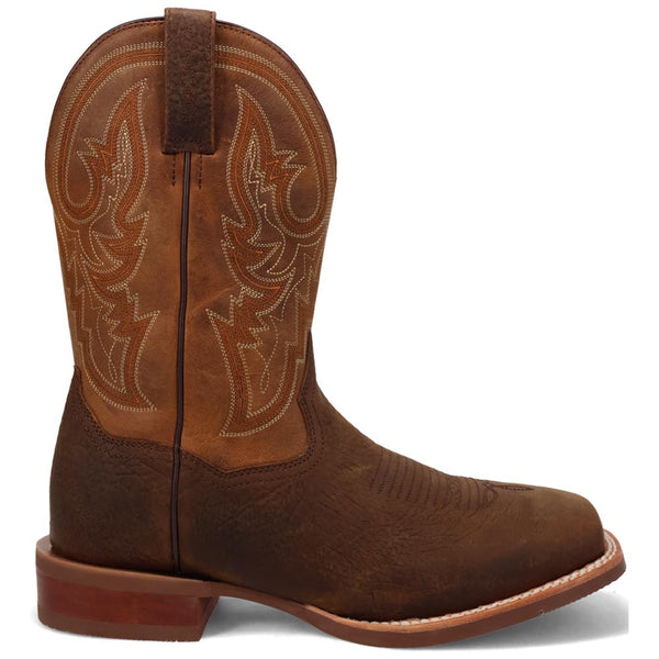 Dan Post Men's Bridgestone Chocolate & Tan Square Toe Western Boots