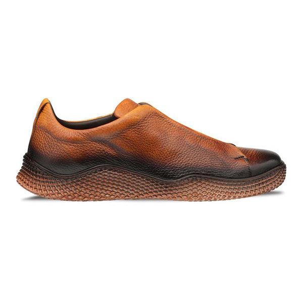 MEZLAN Men's Cognac Calcio Deer Skin Slip On Sneakers