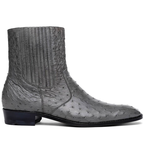 Marco Di Milano Giorgio Serpentine Grey Ostrich Quill Dress Boots