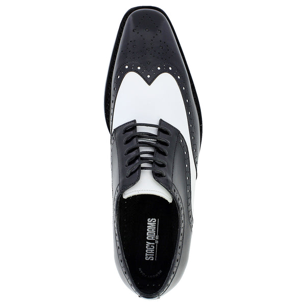 Tinsley Black & White Buffalo Leather Wingtip Oxfords by Stacy Adams