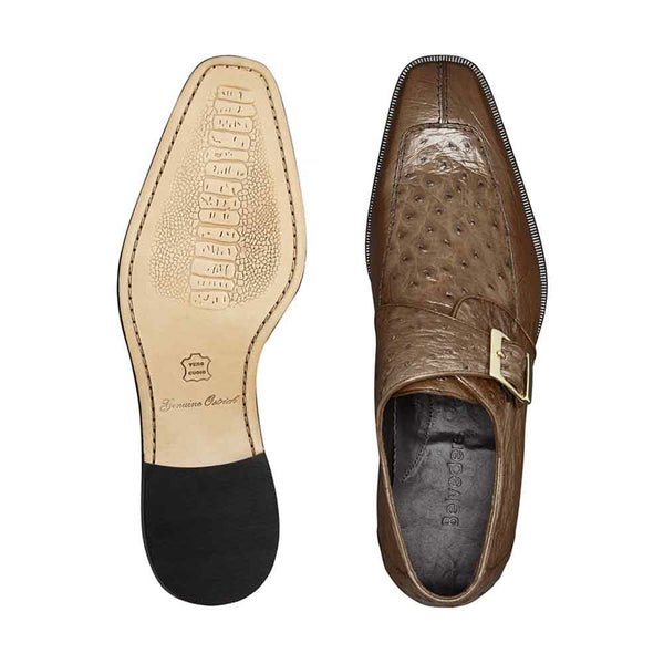 Belvedere Josh Men's Split Toe Monkstraps Brown Genuine Ostrich Loafers