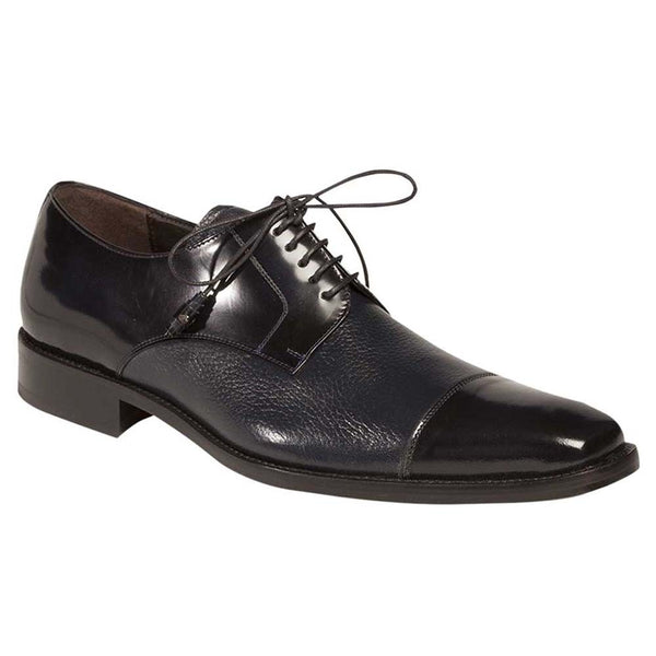 Mezlan Soka Navy Blue Deerskin & Calf Lace-Up