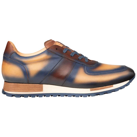 Mezlan Men's Latini Blue Multi-Tone Genuine Calfskin Sneakers