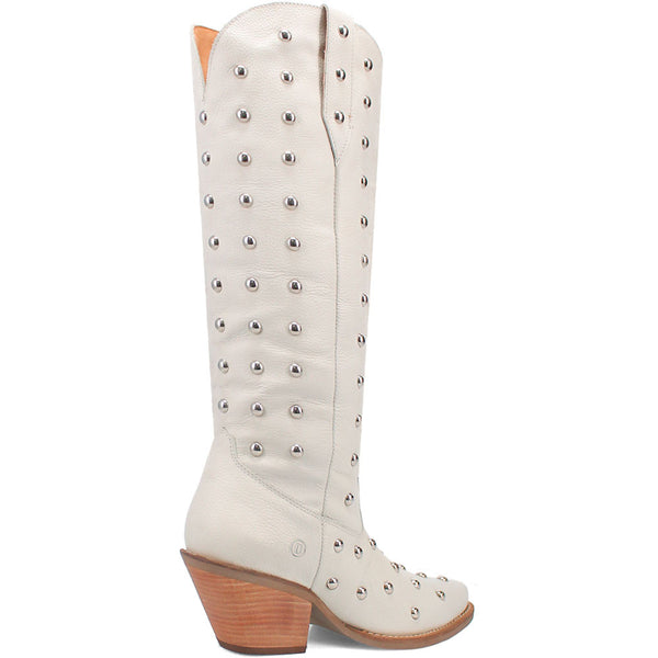 Dingo's Broadway Bunny White Studded Snip Toe Leather Boots