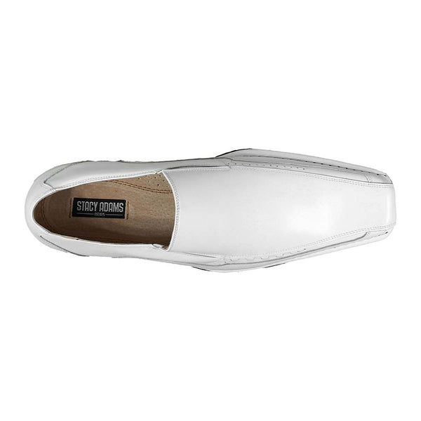 STACY ADAMS Templin White Real Leather Slip-Ons