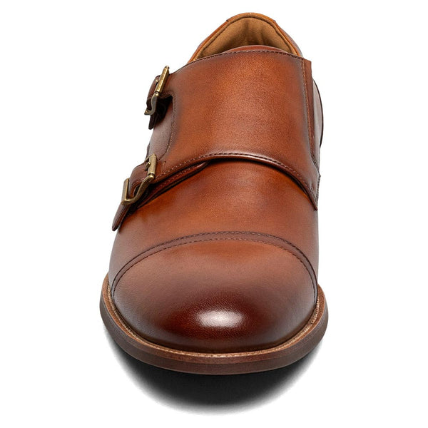 Florsheim Rucci Cap Toe Double Monk Strap Men’s Cognac Dress Shoes