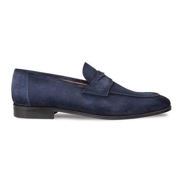 Mezlan Caro Navy Suede Leather Penny Loafers