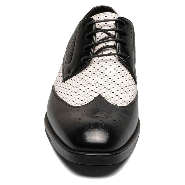 Stacy Adams Black and White Asher Wingtip Lace Up Shoes