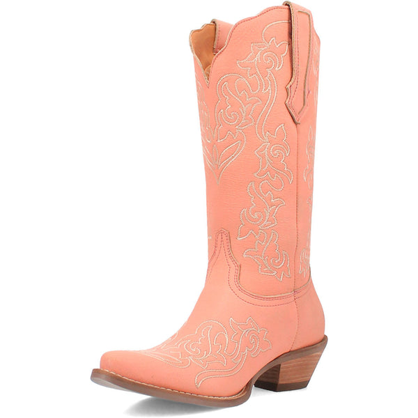 Dingo's Flirty N' Fun Peach Almond Toe Leather Boots